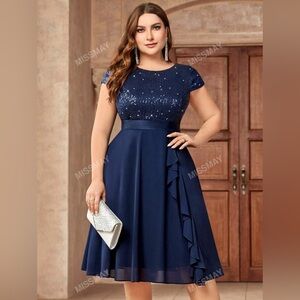 Plus Size Glitter Cocktail Dress